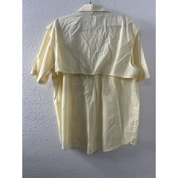 Rugged Earth Men Sz L Yellow Button Down Vented Fishing Shirt Caped Lightweight - Picture 11 of 13